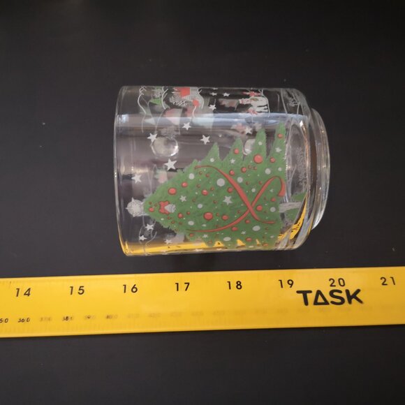 Vintage Kig Indonesia Set of 4 Clear Glass Christmas Scene Mugs w/ Handles - Picture 6 of 6